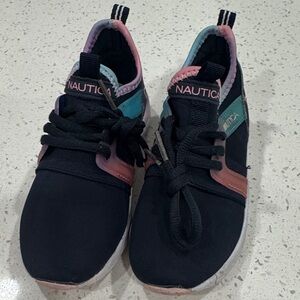 Nautica Kids' Black and Pink Sneakers with Teal Accents